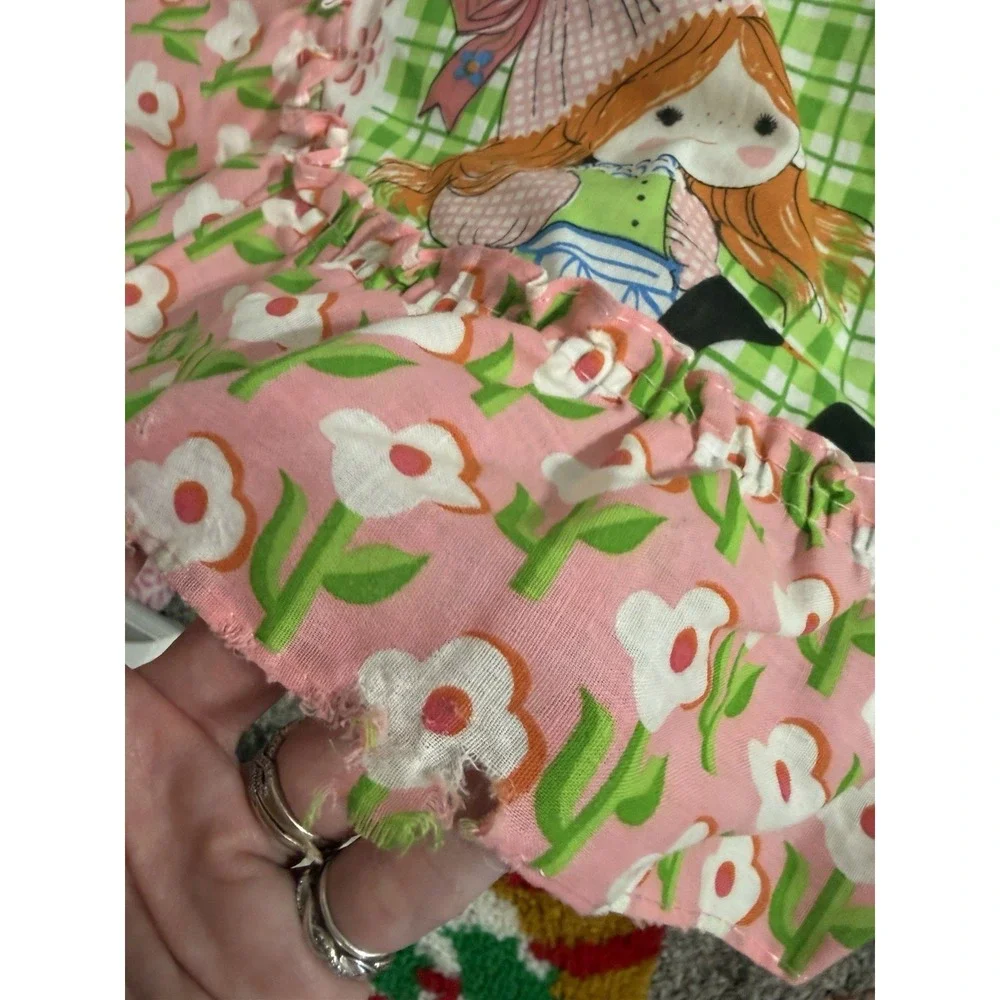Sears 1970s Katies Patchwork Design Holly Hobby Fabric Bed Spread Cover/ Curtain